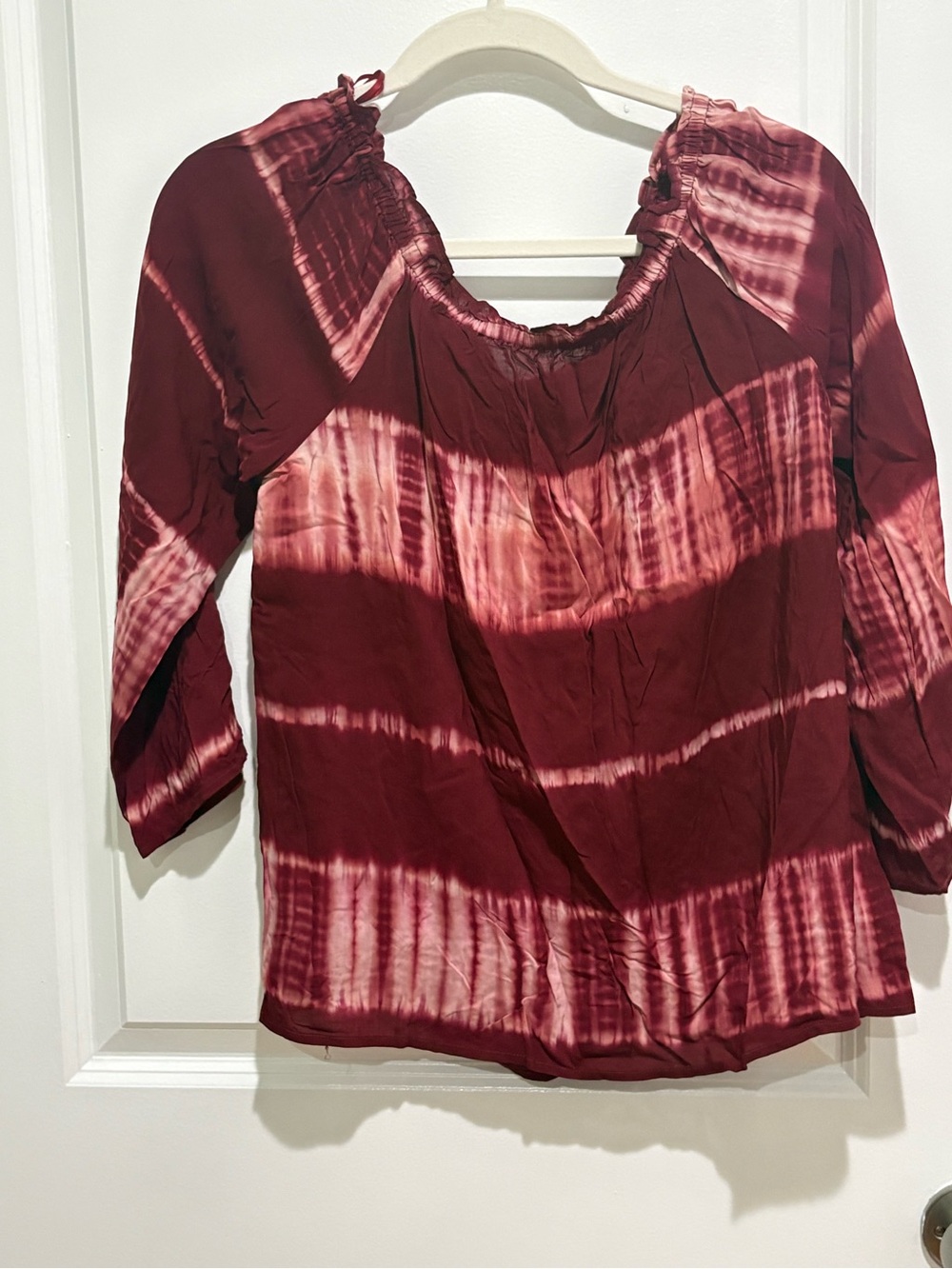 Loves rich Burgundy Tie-Dye Peasant Blouse